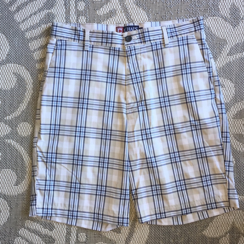 CHAPS Blue and White Checkered Shorts (Size 30)